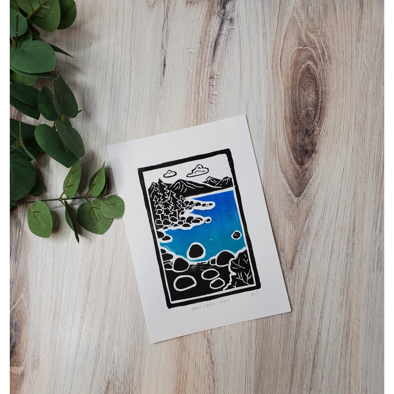 Evi Studio "East Shore, Tahoe" - Lino Block Print