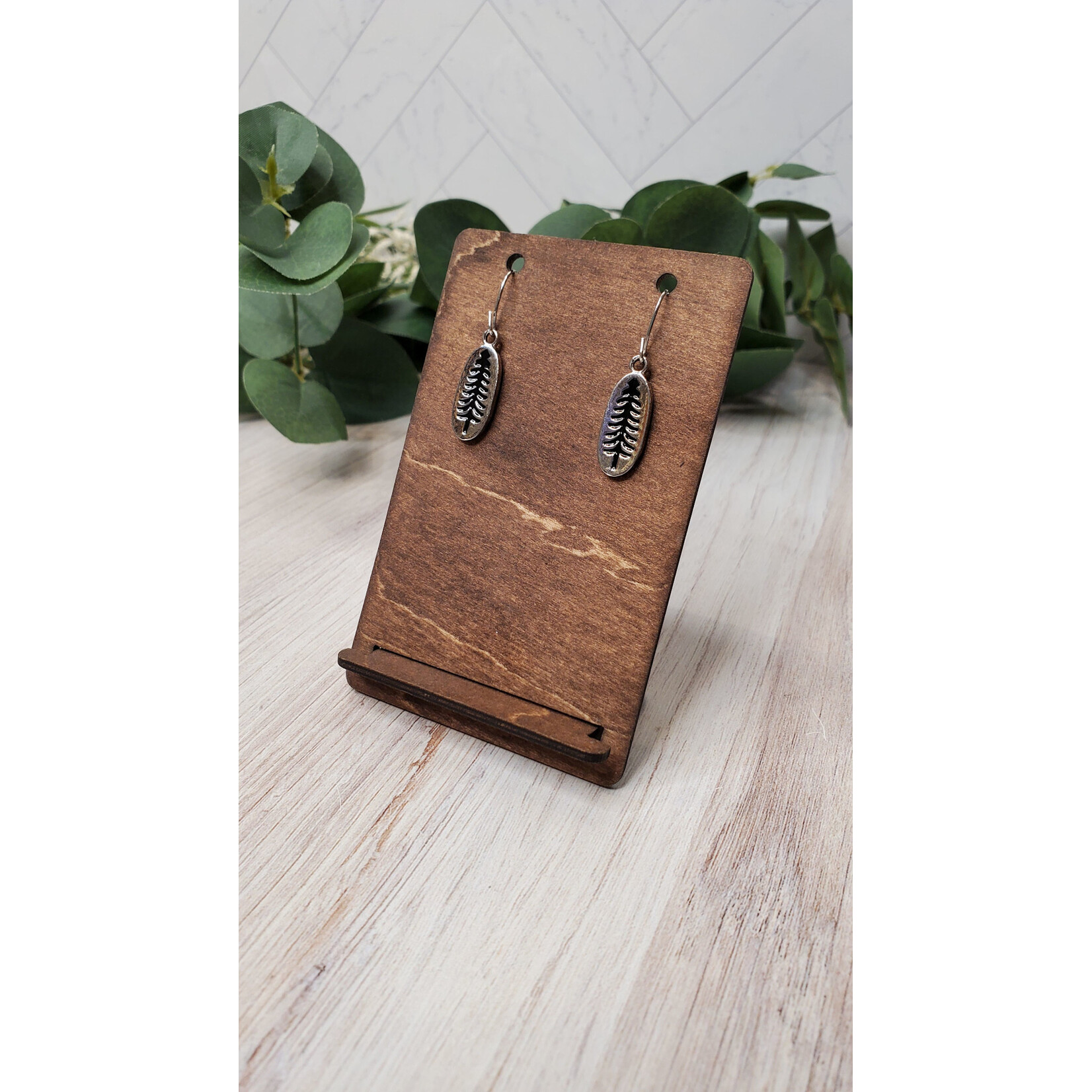 Evi Studio Stainless Steel Pine Dangly Earrings