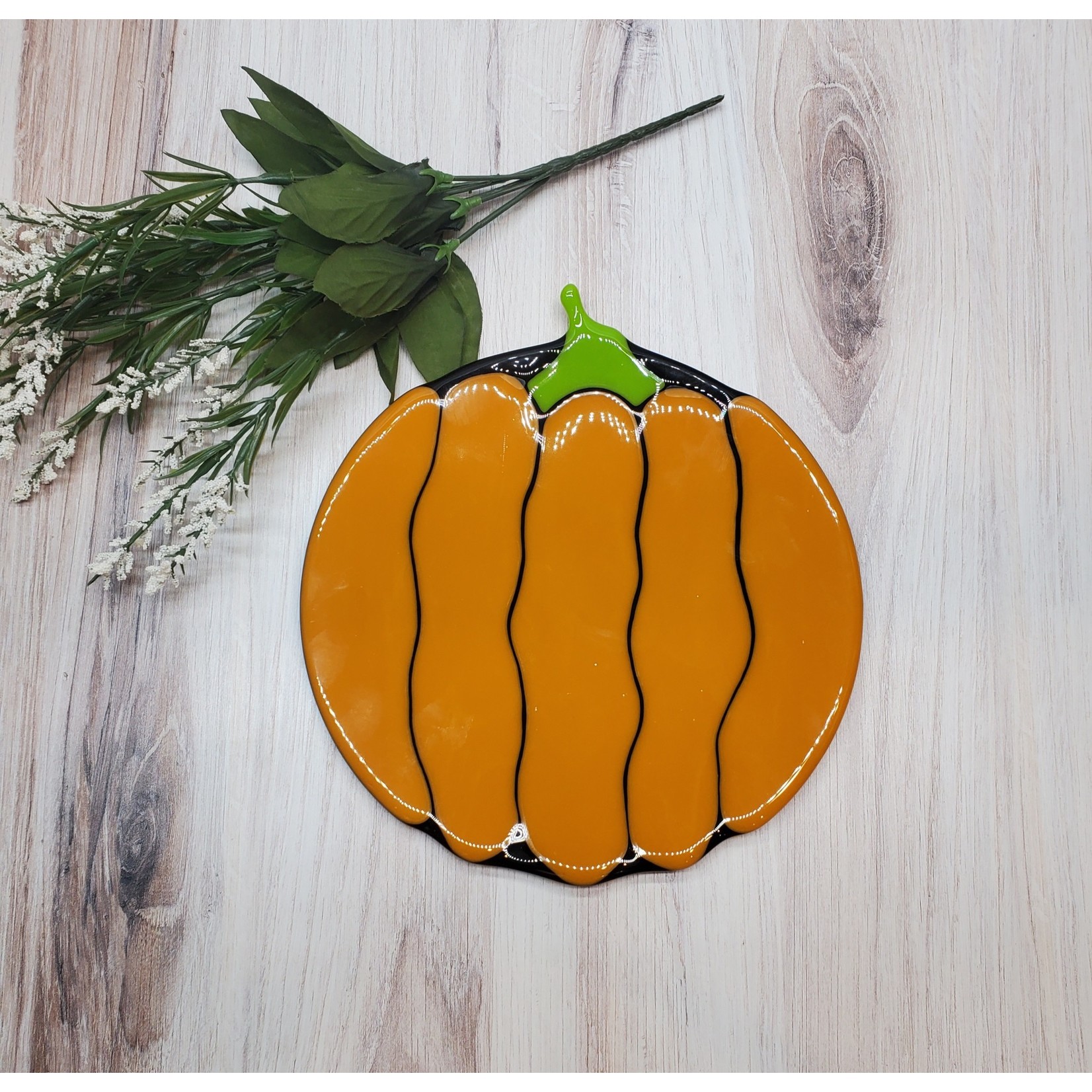 Glas Rat Art Glass Pumpkin Plate - fused glass