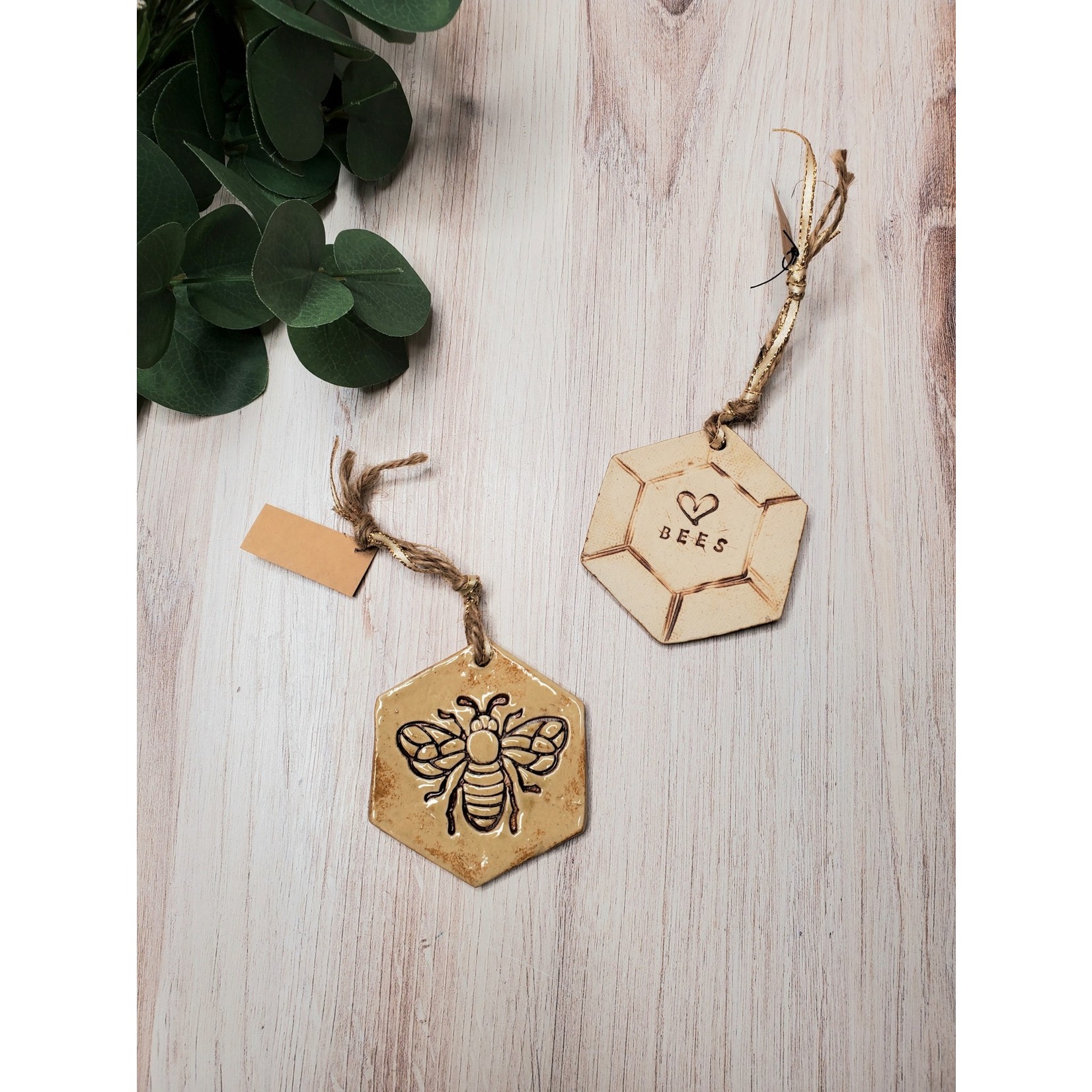Pilaar Pottery Bee Honeycomb Ceramic Ornament