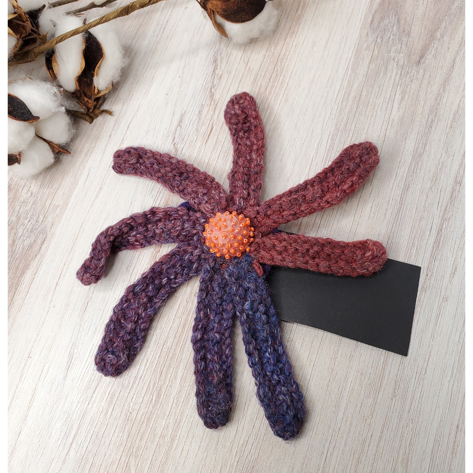 Roan's Repertoire Flower Pins - hand knit