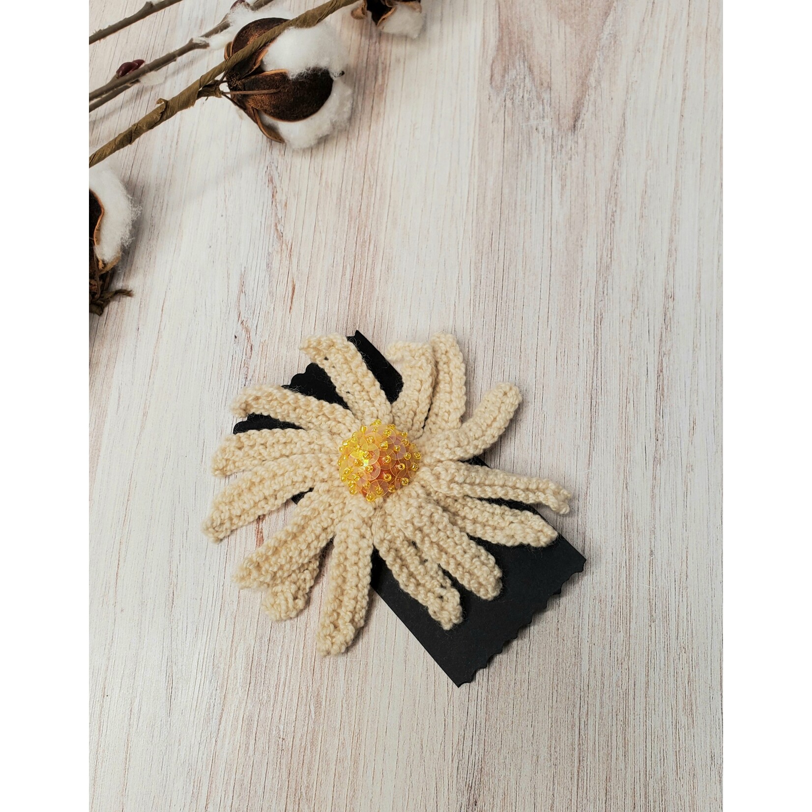 Roan's Repertoire Flower Pins - hand knit
