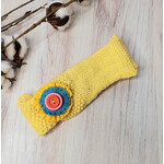 Roan's Repertoire Yellow Kids Cozy Headband w/ Flower Pin (detachable) - 9mos. - 2 yrs. - hand knit