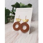 Simone Marie Designs Brown & Gold Circles w/ Semi-Circles - Polymer Clay Earrings