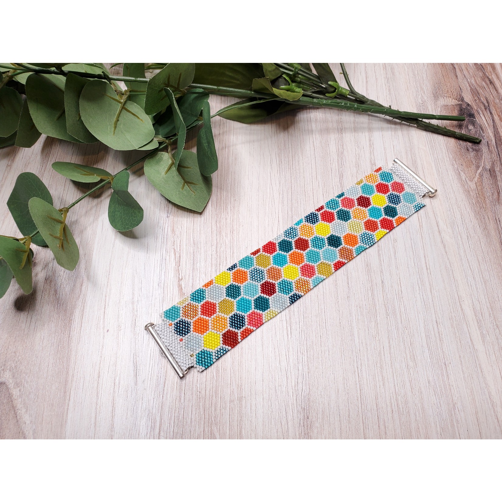 Stirling Studios Hexagon Beaded Cuff Bracelet